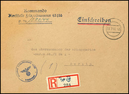 1944, Kriegsmarine, Feldpost-R-Brief An Das Oberkommando Der Kriegsmarine In Berlin Mit Stummen Aufgabe-Stpl. Vom 13.7.4 - Other & Unclassified