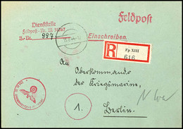 1944, Kriegsmarine, Feldpost-R-Brief An Das Oberkommando Der Kriegsmarine In Berlin Mit Stummen Aufgabe-Stpl. Vom 15.8.4 - Other & Unclassified