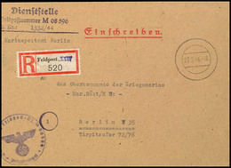 1944, Kriegsmarine, Feldpost-R-Brief An Das Oberkommando Der Kriegsmarine In Berlin Mit Stummen Aufgabe-Stpl. Vom 23.9.4 - Other & Unclassified