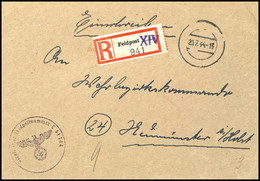 1944, Kriegsmarine, Feldpost-R-Brief An Das Wehrbezirkskommando Neumünster Mit Stummen Aufgabe-Stpl. Vom 20.7.44 Und Fel - Other & Unclassified