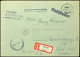 1944, Kriegsmarine, Feldpost-R-Brief An Den Ortsgruppenleiter Der NSDAP Für Leipzig Mit Stummen Aufgabe-Stpl. Vom 2.11.4 - Other & Unclassified