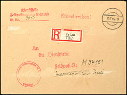 1944, Kriegsmarine, Feldpost-R-Brief An Die Dienststelle Feldpost-Nr. M 54181 (= Kommando 20. U-Boots-Flottille) Mit Stu - Other & Unclassified