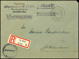 1944, Kriegsmarine, Feldpost-R-Brief An Die Marine-Standortkasse In Wilhelmshaven Mit Stummen Aufgabe-Stpl. Vom 25.3.44  - Other & Unclassified