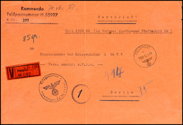 1944, Kriegsmarine, Feldpost-Wert-Brief über RM 1.500,00 Vom 12.5.44 Mit K-Nr. 780 (= Zweig-Feldpostamt 731 In Genua In  - Altri & Non Classificati