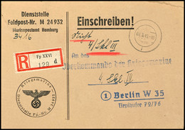 1945, Kriegsmarine, Feldpost-R-Brief (Vordruckumschlag) Von Der Dienststelle Feldpost-Nr. M 24932 Marinepostamt Hamburg  - Altri & Non Classificati