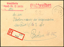 1945, Kriegsmarine, Feldpost-R-Brief An Das Oberkommando Der Kriegsmarine In Berlin Mit Stummen Aufgabe-Stpl. Vom 9.1.45 - Other & Unclassified