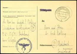 1945, Kriegsmarine, Karte Eines Marine-Kadetten In Der Stabs-Kp. MKS / OKM Mit Aufgabe-Stpl. GLÜCKSBURG (OSTSEE) Vom 9.7 - Altri & Non Classificati