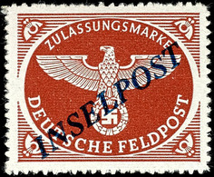 Agramer-Aufdruck, Durchstochen, Diagonaler, Dunkelblauer Aufdruck Auf Feldpostpäckchen-Zulassungsmarke, Tadellos Postfri - Andere & Zonder Classificatie