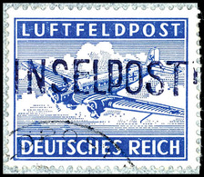 Insel Leros, Zulassungsmarke Gezähnt, Schwarzblauvioletter Aufdruck "INSELPOST" In Type I, Gestempelt Mit Teilabschlag D - Other & Unclassified