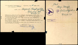 Feldpost-Faltbrief Aus Dem "Ruhrkessel" Vom 09.04. 1945 Von Wuppertal-Barmen Nach Baumberg/Rhld. (Sehr Späte Post Aus De - Other & Unclassified