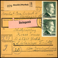 Dritte (über Braunschweig), Paketkarte Ab Moschin (Wartheland) An Häftling 25620, Hohe Frankatur 2,95 Reichsmark.  BF - Autres & Non Classés