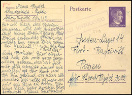 Ghetto Lodz / Litzmannstadt, Ganzsachenkarte 6 Pfg Hitler Mit Offener Absenderangabe "Getto" Adressiert An "Juden-Lager  - Other & Unclassified