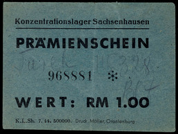 Oranienburg Sachsenhausen, Prämienschein 1,00 RM, Zirkuliert. - Other & Unclassified