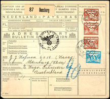 Weimar-Buchenwald, Außenlager Im Rüstungskonzern HASAG (Hugo Schneider AG), Frankierte Paketkarte 1,65 Hfl Aus Niederlan - Sonstige & Ohne Zuordnung