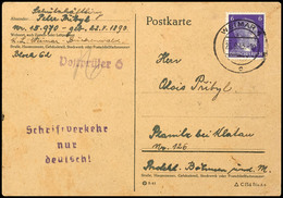 Weimar-Buchenwald, Reichspost-Karte Ohne Vordruck Als Häftlingskarte Mit Stempel "Schriftverkehr Nur Deutsch!", Aus Bloc - Altri & Non Classificati