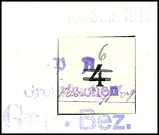 6 Pfg Gebührenzettel Auf Formblatt "Uhrzeit" Mit Abart "Wertziffer Schwarz" (statt Rot) Ungezähnt Auf Briefstück, Tadell - Grossräschen
