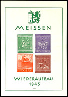 Blockausgabe Wiederaufbau Mit Abart III1 "8 Pfg Mehr Als 3 Mm Nach Oben Verschoben", Tadellos Postfrisch, Seltene Abart, - Meissen