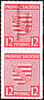 12 Pfg Wappen Mit Rotem Aufdruck, Senkrechtes Kehrdruckpaar Mit Beiden Typen Und Zusätzlich Aufdruck Der Type I Vorderse - Naumburg (Saale)