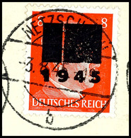 8 Pfg Hitler Mit Aufdruck In Type IIa, Gestmpelt "Netzschkau 3.8.45" Auf Briefstück, Gepr. Opitz, Mi. 160.-, Katalog: 6 - Autres & Non Classés