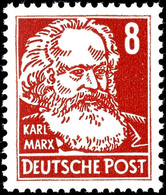 8 Pfg Karl Marx Bräunlichrot, Wasserzeichen XI, Abart "Druck Auf  Der Für Die Gummierung Vorgesehen Seite", Tadellos Pos - Altri & Non Classificati