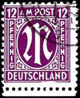 12 Pfg AM-Post Dunkelpurpur, Amerikanischer Druck, Mit Plattenfehler I "Linie Unter 'HLA' Gebrochen" Mit Unterrand, Tade - Other & Unclassified