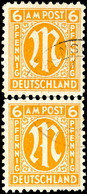6 Pfg AM-Post, Deutscher Druck, Type Ax, Zwei Werte, Davon Eine Mit Plattenfehler II "großer Weißer Punkt Links In Der M - Other & Unclassified