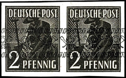 2 Pfg Arbeiter Mit Bandaufdruck Ungezähnt, Waagerechtes Paar, Tadellos Postfrisch, Gepr. Schlegel BPP, Mi. 400.-+, Katal - Sonstige & Ohne Zuordnung