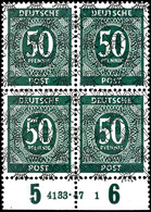 50 Pfg Ziffern, Netzaufdruck, Viererblock Vom Unterrand Mit HAN "4133.47 1", Tadellos Postfrisch, Fotobefund H.-D. Schle - Altri & Non Classificati