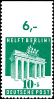 10 + 5 Pfg Berlinhilfe Mit Abart: "oben Ungezähnt", Marke Vom Bogen-Oberrand, Gut Gezähnt Und Tadellos Postfrisch, Mi. 6 - Sonstige & Ohne Zuordnung