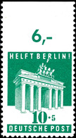 10 + 5 Pfg Berlinhilfe Mit Abart: "oben Ungezähnt", Marke Vom Bogen-Oberrand, Gut Gezähnt Und Tadellos Postfrisch, Mi. 6 - Other & Unclassified