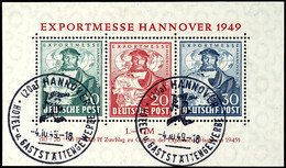 Blockausgabe "Exportmesse Hannover 1949, A-Farbe, Gestempelt Mit Sonderstempel "Hannover", Fotobefund H.-D. Schlegel BPP - Other & Unclassified