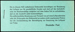 Flugpost-Zulassungsmarke (JEIA-Marke) Komplettes Markenheftchen Tadellos Postfrisch, Mi. 80.-, Katalog: FZI ** - Altri & Non Classificati
