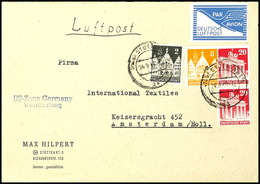 1948, Luftpostbrief Aus STUTTGART 24.9.48 Mit 20 Pfg. (2), 8 Pfg. Und 2 Pfg. Bauten Mit Ungestempelter JEIA-Marke Via FR - Other & Unclassified