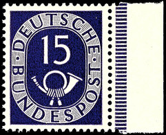 15 Pfg Posthorn, Abart: Wasserzeichen 4Z, Tadellos Postfrisch, Seitenrandstück, Unsigniert, Fotoattestkopie (für Viererb - Altri & Non Classificati