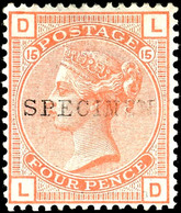 1876, 4 P. Orangerot Mit Aufdruck " SPECIMEN", Ungebraucht, Mi. 250.-, Katalog: 42SP * - Sonstige & Ohne Zuordnung