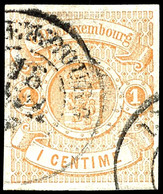 1859, 1 C. Wappen Hellbraun, Tadellos Gestempelt K2 "LUXEMBOURG", Allseits Breitrandig Und Farbfrisch, Kabinett, Fotoatt - Altri & Non Classificati