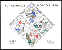 1980, 1, 10 - 1,80 Fr. Olympische Sommerspiele, Sonderdruck In Blockform, Postfrisch, Mi. 220.-, Katalog: 1415/18KLB ** - Sonstige & Ohne Zuordnung