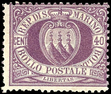 1877, 40 C. Wappen Violett, Ungebraucht Mit Originalgummierung, Rückseitig Minimal Stockig, Gepr. Sorani Mit Fotobefund  - Other & Unclassified