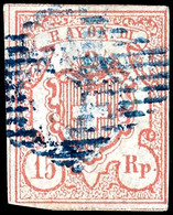 1852, Rayon III, Zentrisch Gestempelt Mit Blauer Eidgenössischer Raute, Allseits Voll- Bis Breitrandig, Kleine Helle Ste - Altri & Non Classificati
