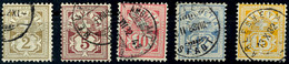 1882, 2 - 15C. Kreuz über Wertschild, Weißes Papier Kpl. Gestempelt, Tadellos, Mi. 850.-, Katalog: 45/49 O - Other & Unclassified