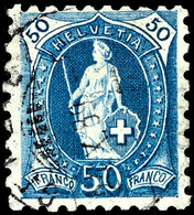 50 Rp. Stehende Helvetia Blau, Gezähnt 9 3/4 : 9 1/4, Gest. GENEVE 24.X.89, Fotoattest Urs Hermann: "farbfrisch In Fehle - Altri & Non Classificati