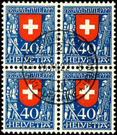 1922, 5-40c. Pro Juventute, 4-er Blocks Mit Zentrischen Stempeln "CONFERENCE POOR LA PAIX EN ORIENT/LAUSANNE 23.XII.22", - Other & Unclassified