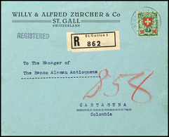 1924, 90 Pfg Freimarke Auf R-Brief Von "ST. GALLEN 1.V.29" Nach Cartagena / Kolumbien Mit Ankunftsstempel, Tadellos, Sel - Other & Unclassified