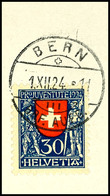 1924, 5 - 30 C. Pro Juventute Mit Ersttagsstempeln Von Identischen Orten Auf Briefstücken, Katalog: 209/12 BS - Altri & Non Classificati
