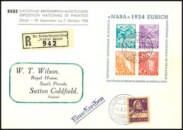 Blockausgabe "Naba 1934 Zürich" Auf Ausstellungs-R-Brief Mit Zusatzfrankatur Nach Coldfield/England, Rücks. Ankunftspl., - Altri & Non Classificati