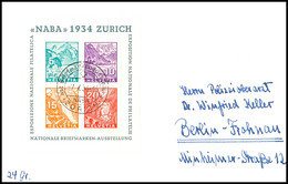 Blockausgabe "Naba 1934 Zürich" Auf Nachbeschrifteten Brief, Katalog: Bl.1 BF - Other & Unclassified