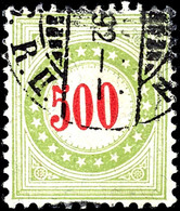 1889, 500 C. Dunkelrosarot/gelblichgrün, Rahmentyp I, Rahmen Kopfstehend, Gestempelt, Tadellos, Signiert Moser, Fotobefu - Postage Due