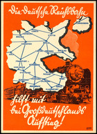 Eisenbahn: Motivkarte "Die Deutsche Reichsbahn Hilft Mit Bei Großdeutschlands Aufstieg!" - Im Hintergrund Streckennetz U - Autres & Non Classés