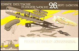 Verkehr: Flugzeuge, 1909, Farbige Werbekarte Zur "ERSTEN DEUTSCHEN FLIEGER-WOCHE" Flugplatz Berlin-Johannisthal 26. Sep  - Sonstige & Ohne Zuordnung