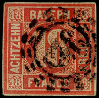 18 Kr. Zinnoberrot Allseits Vollrandig, Tadellos Gestempelt Kabinett, Mit OMR "325", Mi. 200.-, Katalog: 13a O - Other & Unclassified